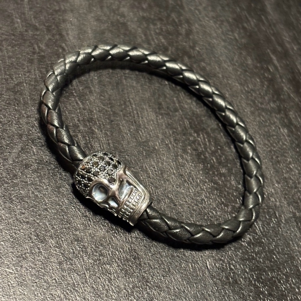 Thomas Sabo Black and Silver Braided Leather Bracelet